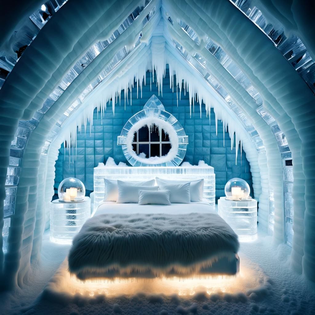 Ice hotel bedroom