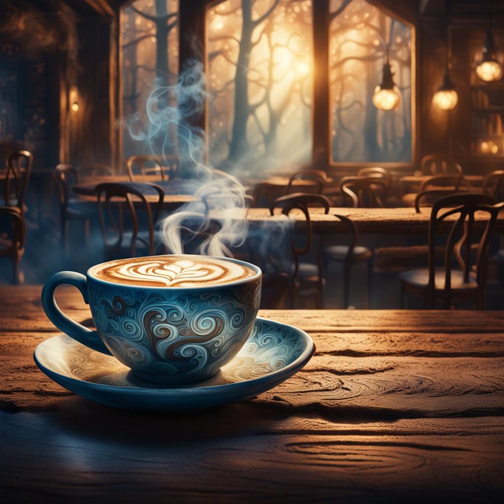 Mystical Forest Latte Art in Fantasy Style