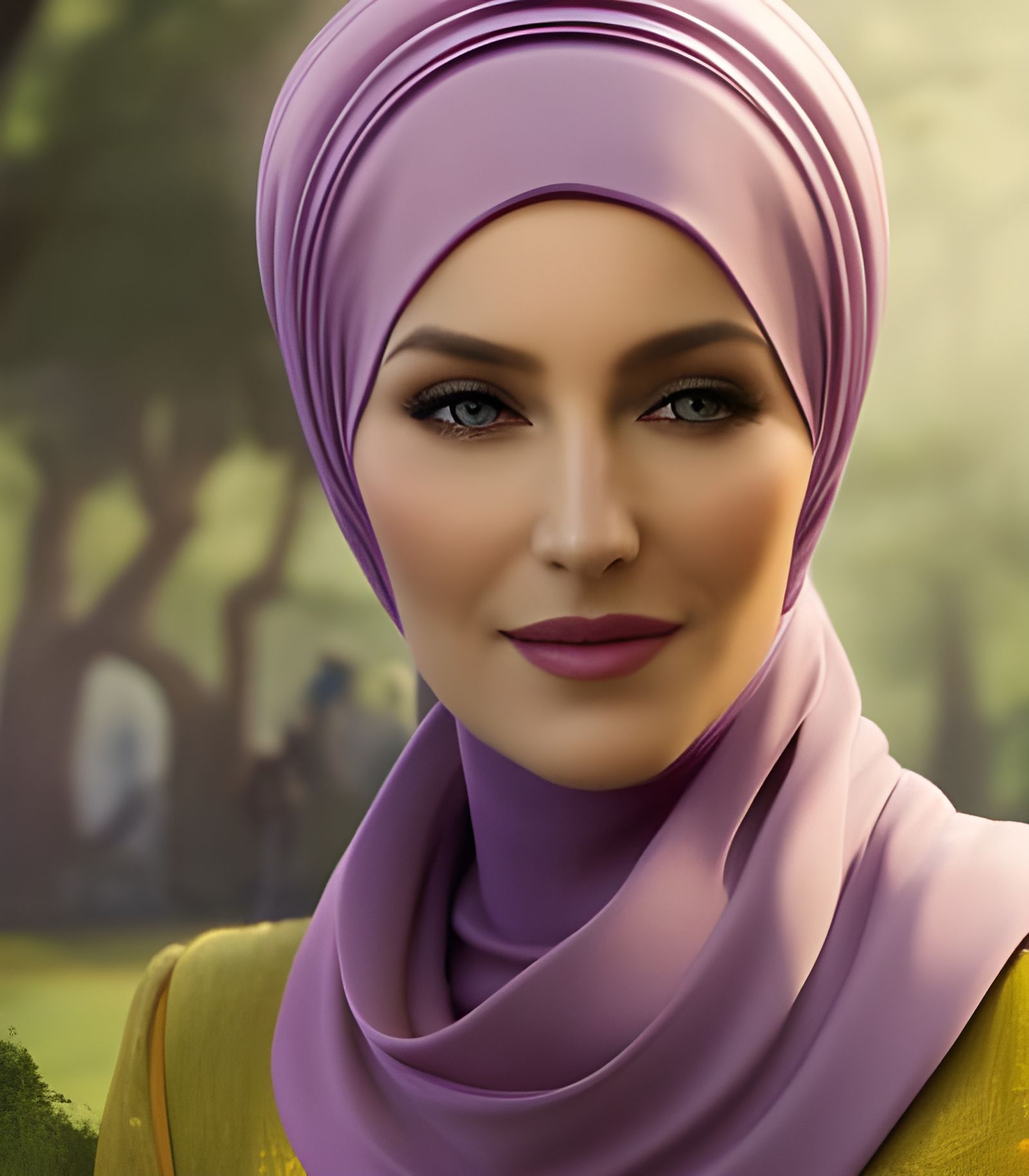 German Woman in Purple Hijab, Fantasy Concept Art