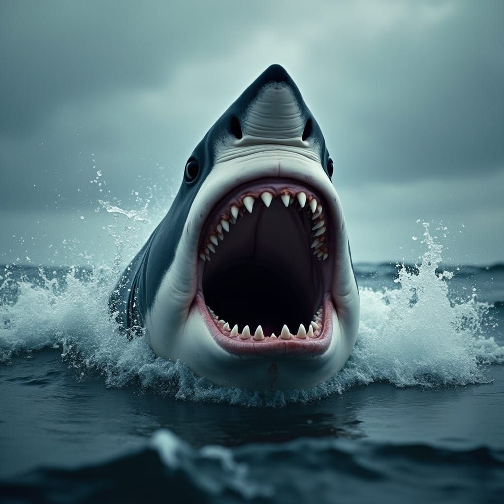 Great White Shark Attack on Camera in Stunning Realistic Art...