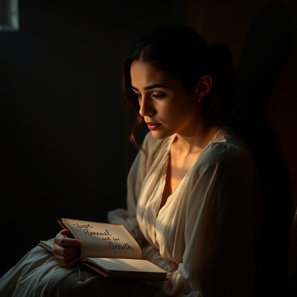 A Woman's Introspective Moment, Setting Intentions for a Bri...