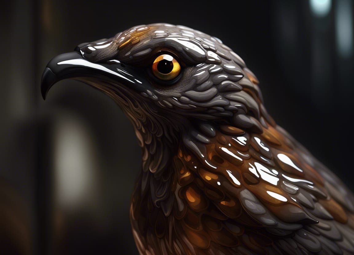 Hyperrealistic Blown Glass Satanic Nightjar Concept Art