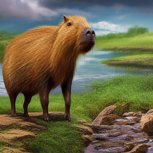Regal Capybara in Lush Wetland Habitat