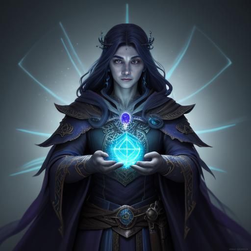 Mystical Sorceress in Glowing Portal: Digital Art