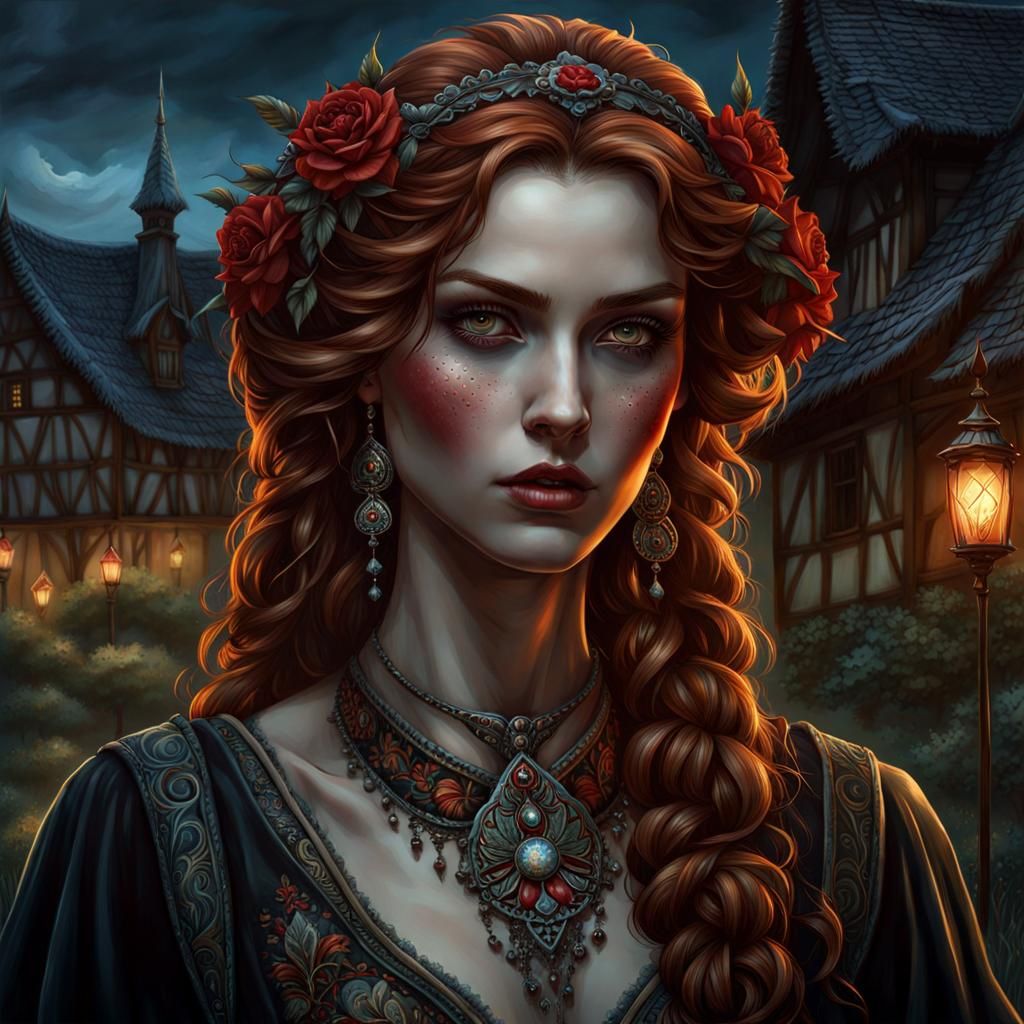 Gothic Portrait of Romanian Woman in Transylvania