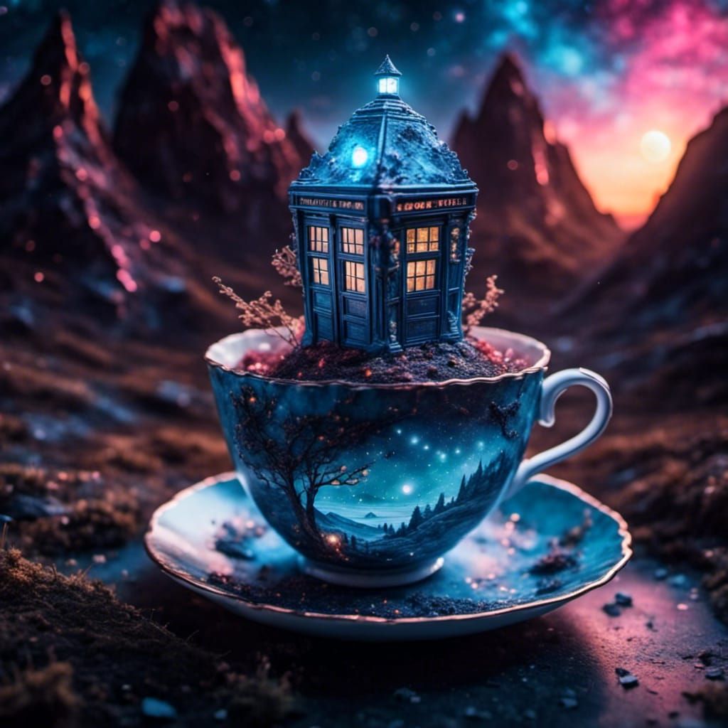 Surreal TARDIS in Teacup: A Surrealist Dream
