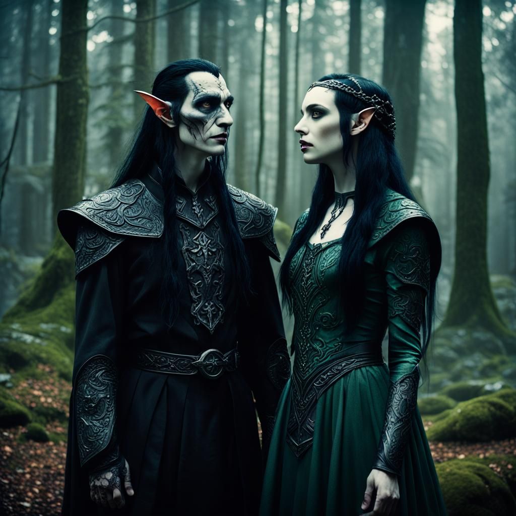 Gothic Elven Seductress in Cinematic Film Still