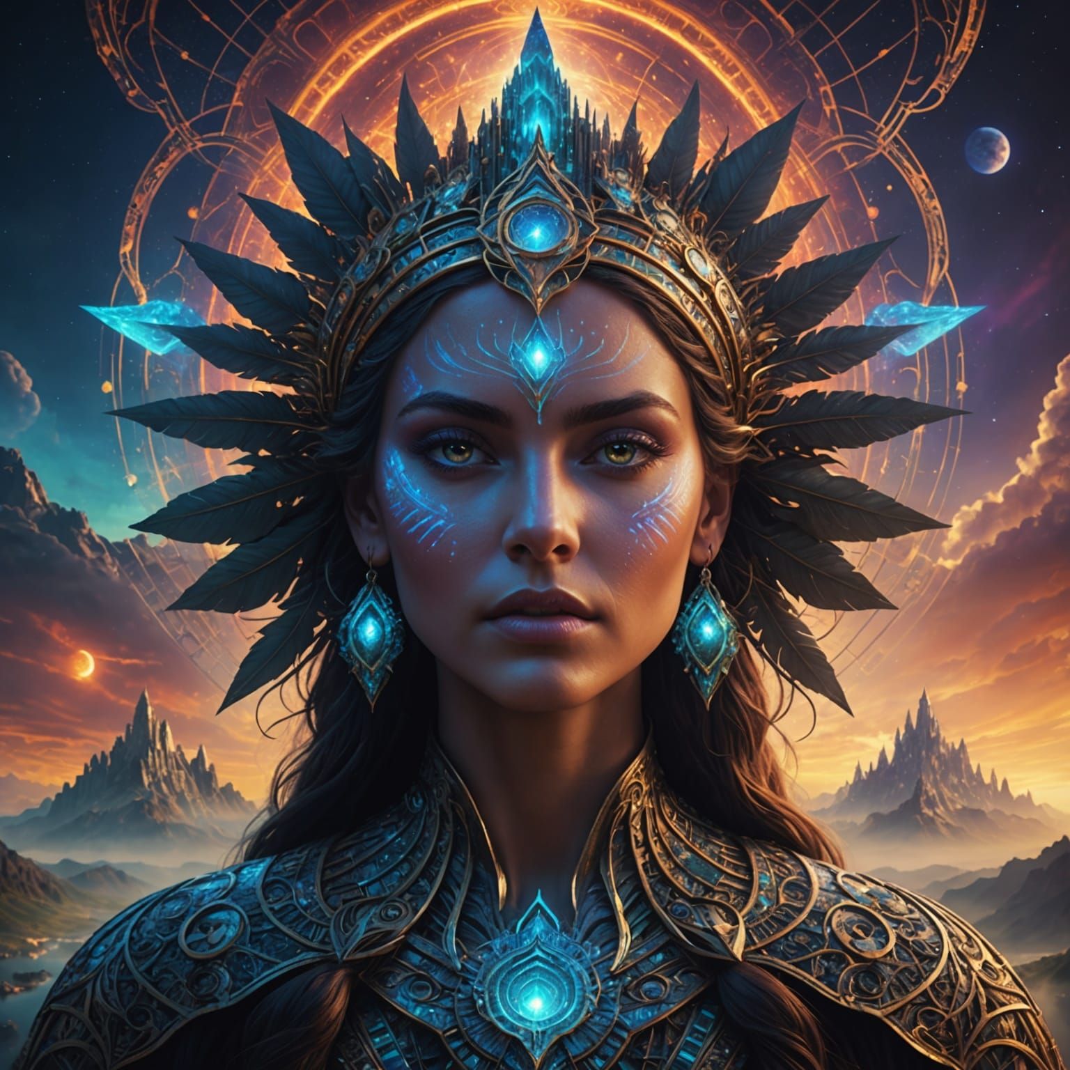 Multi-Dimensional Goddess: 432 Hz Frequency Spectrum Art