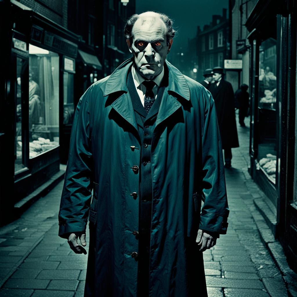 Film Noir Horror Detective in Fisheye Mirror