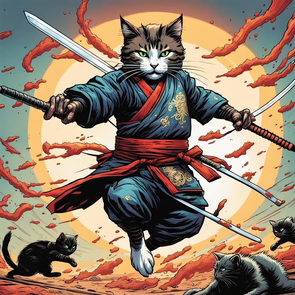 Samurai Pizza Cat Ready for Combat
