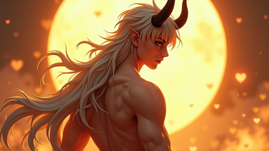 Majestic Devil with Platinum Hair in Anime Style