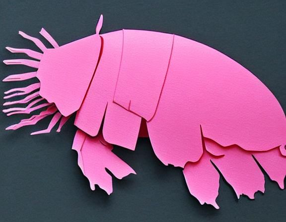 Realistic Pink Isopod Silhouette on Textured Paper
