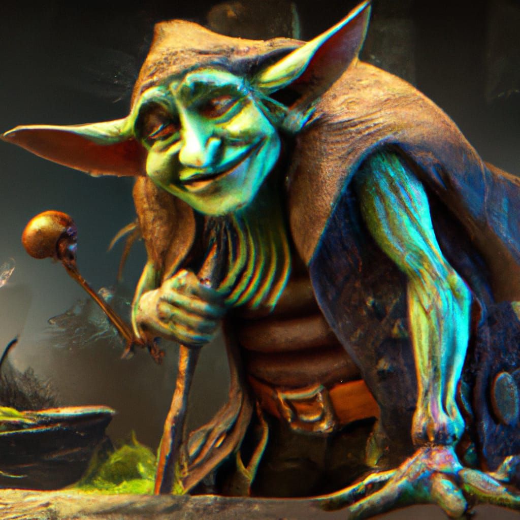 Detailed Goblin Wizard in Dark Fantasy Style