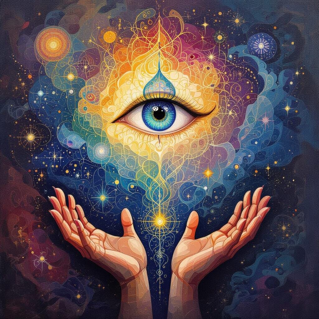 Spiritual Abstract Art with Cosmic Motifs