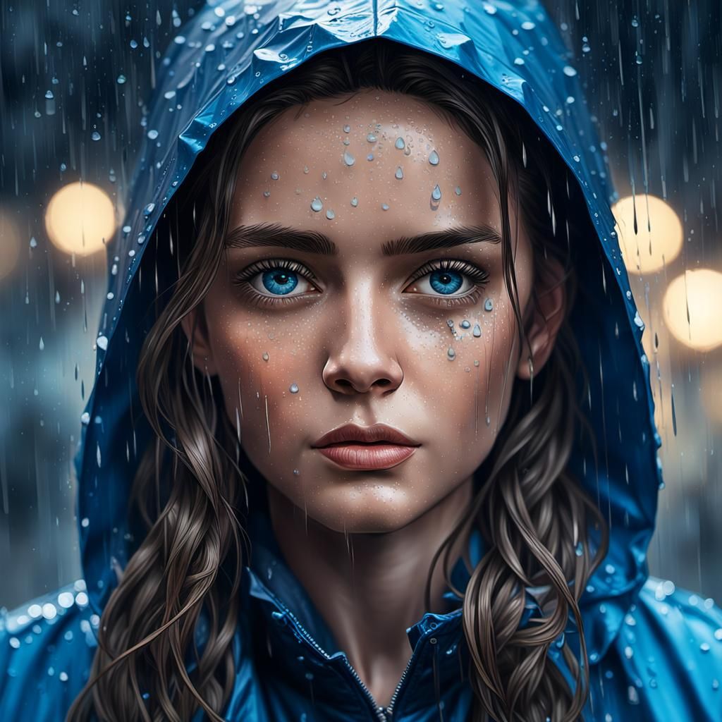 Rainy Portrait of a Woman in Wlop Style