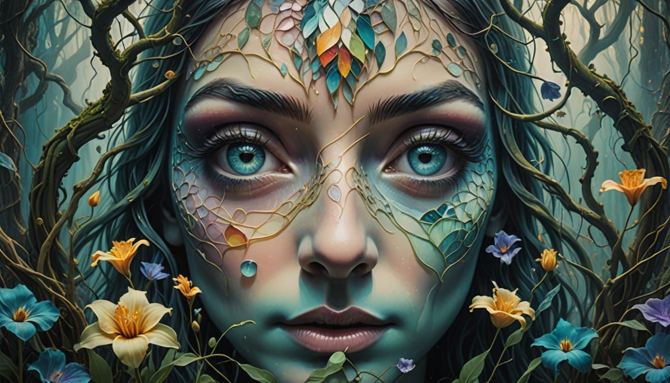 Surreal Forest Tapestry in Ethereal Light