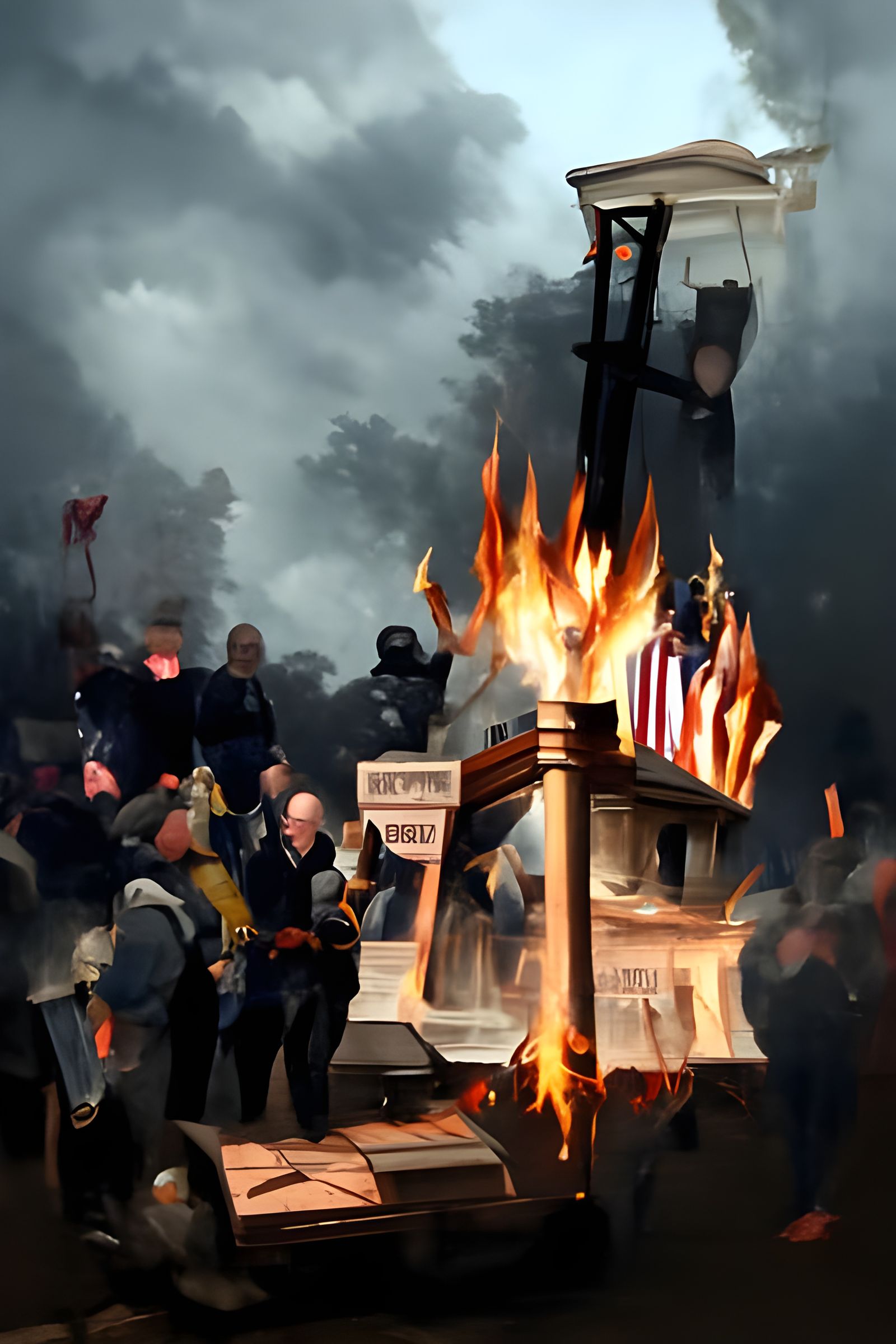 Burning Constitution: January 6th Insurrection in Neon Light