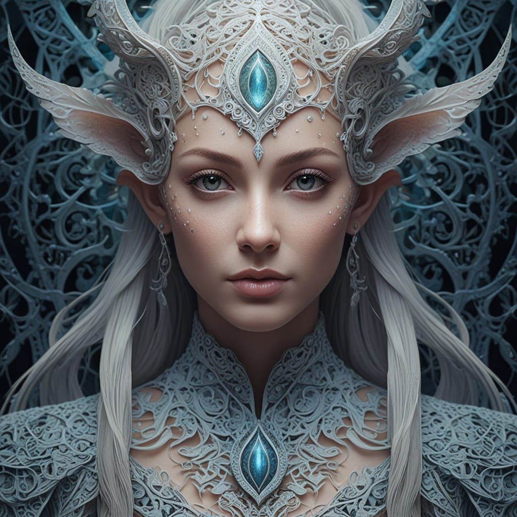 Ethereal Elven Noblewoman in Whimsical, Vibrant Portraiture