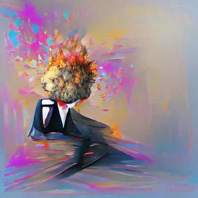 Exploding Head: Hyperrealistic Maximalist Portrait