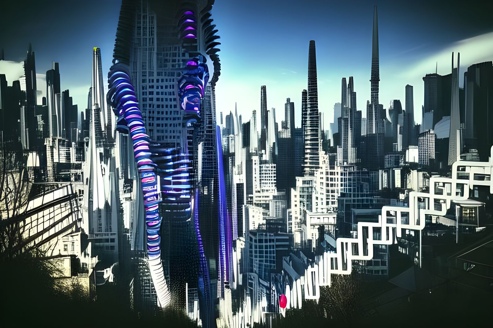 Futuristic Cityscape with Organic Architecture