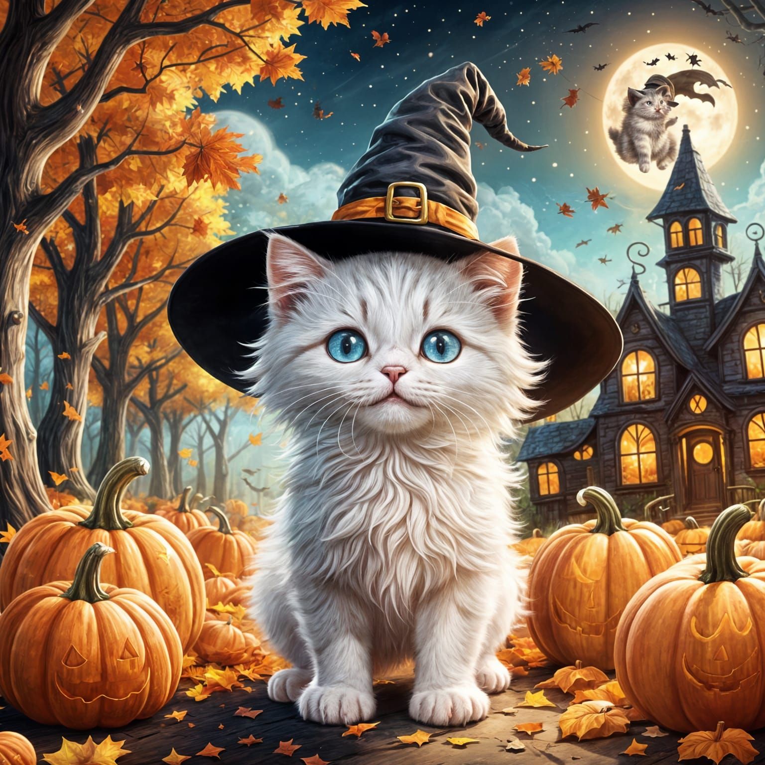 Adorable Kitten Celebrates Halloween