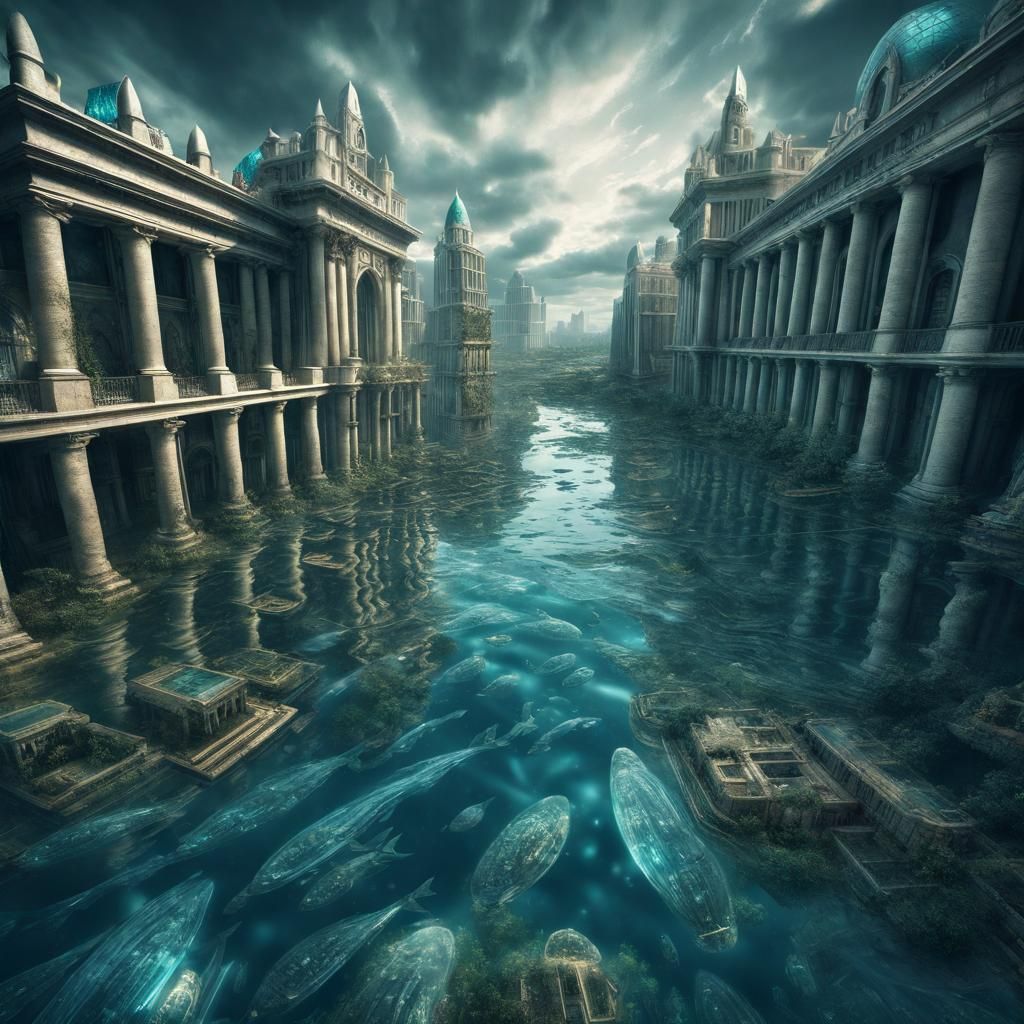 Flooded Atlantis Destruction in Hyperrealistic Detail