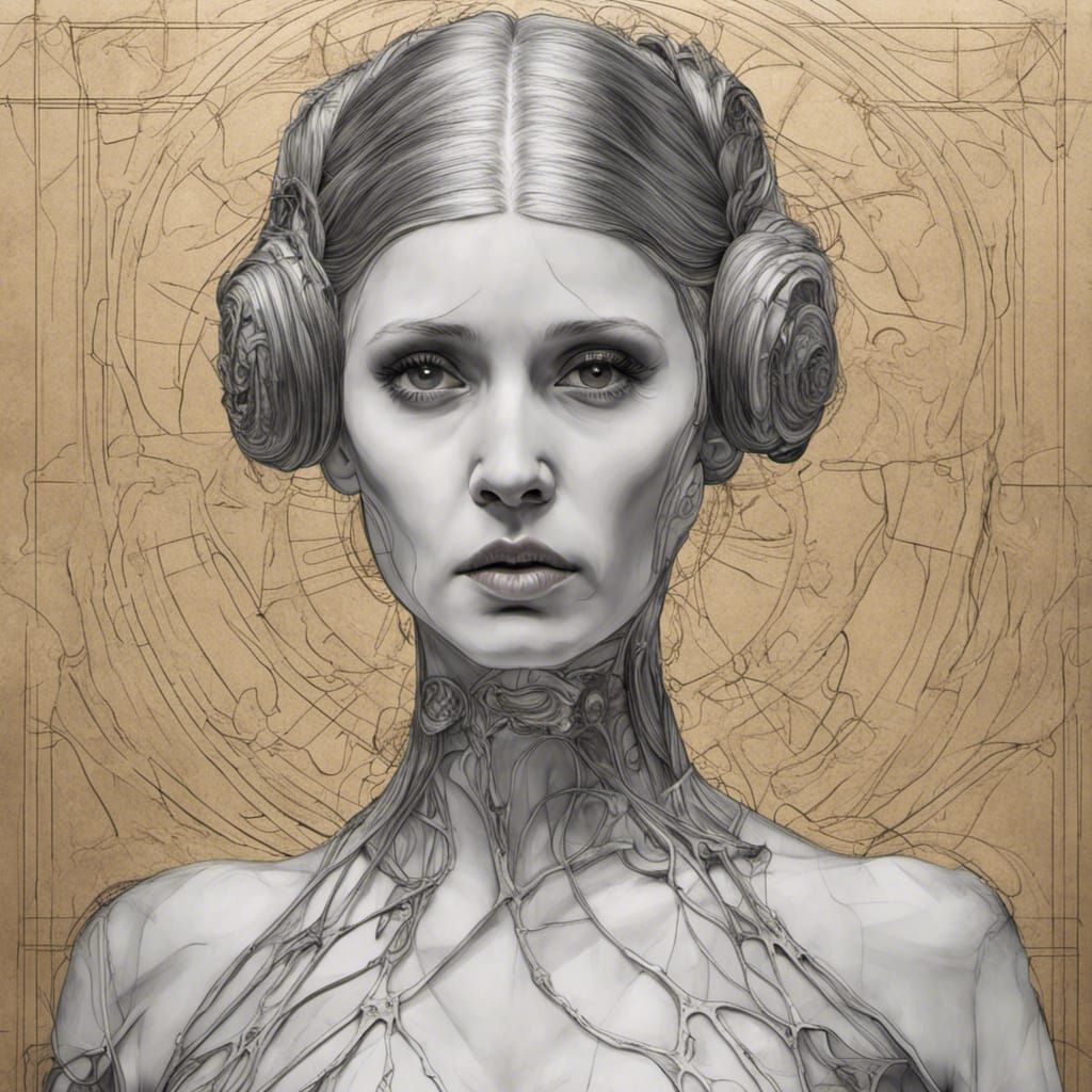Princess Leia in Art Nouveau Style with Shiny Aura