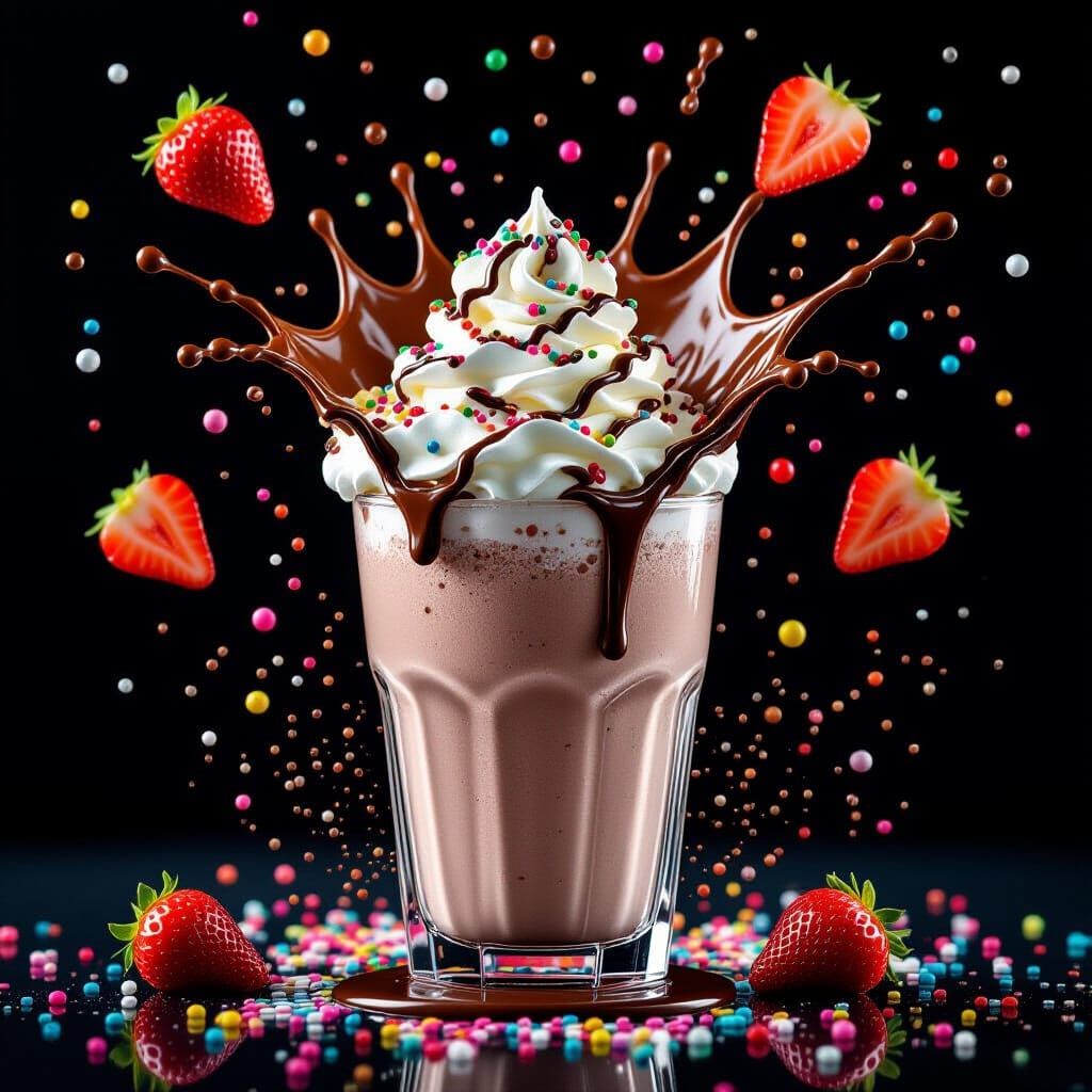 Exploding Chocolate Milkshake High-Speed Photo