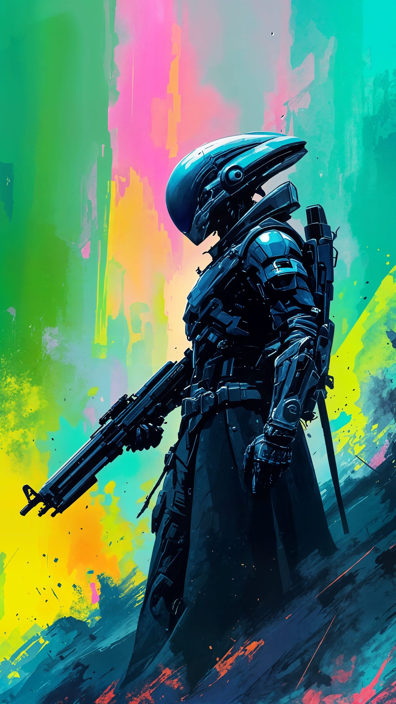 Futuristic Alien Soldier Silhouette Concept Art