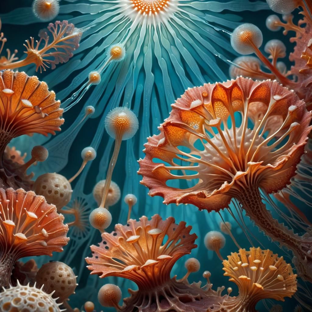 Radiolaria in Hyperrealistic Splash Art Style