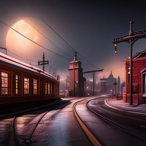 Detailed Streetcar Suburb in Fantasy Concept Art