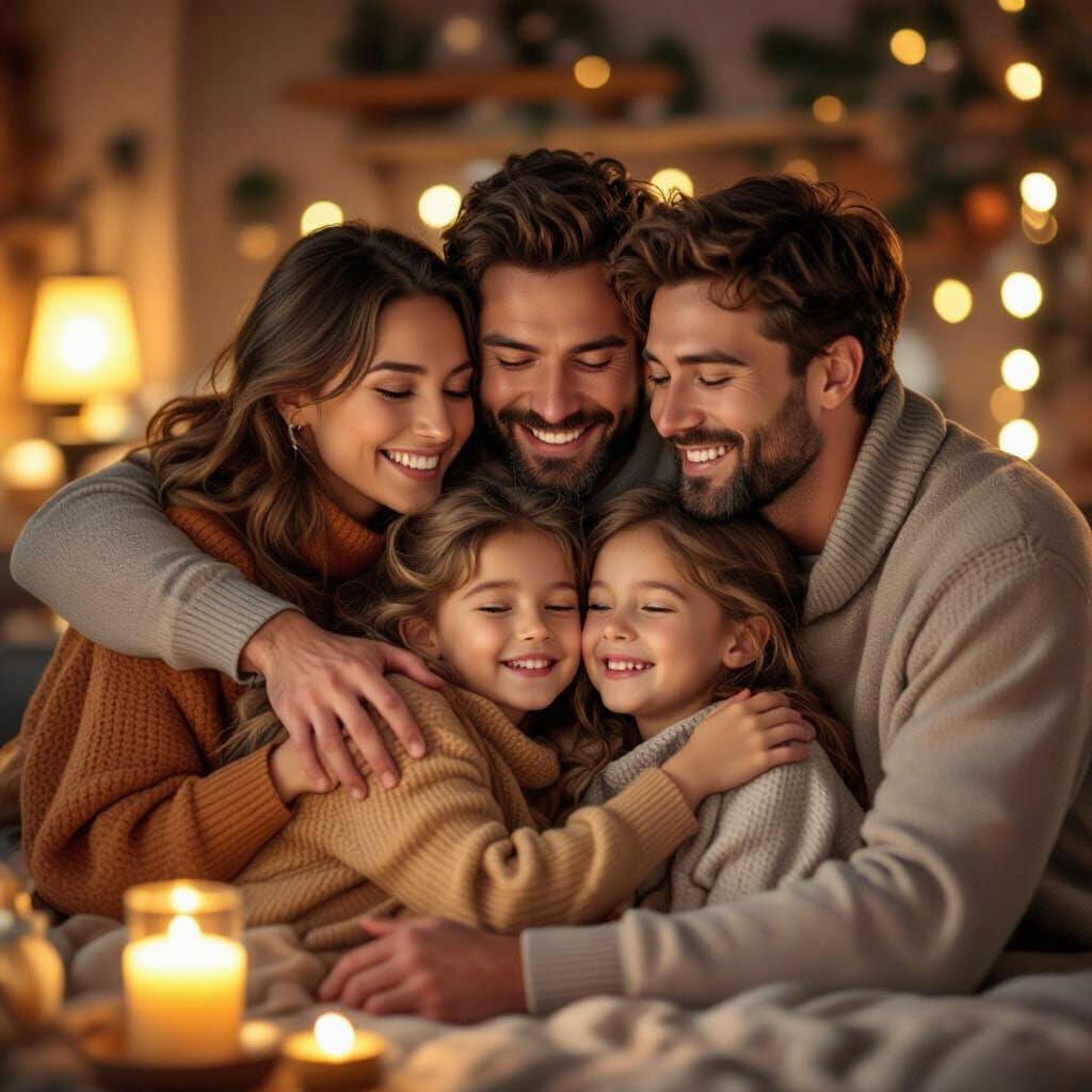 Heartwarming Family Portrait in Cozy Lighting