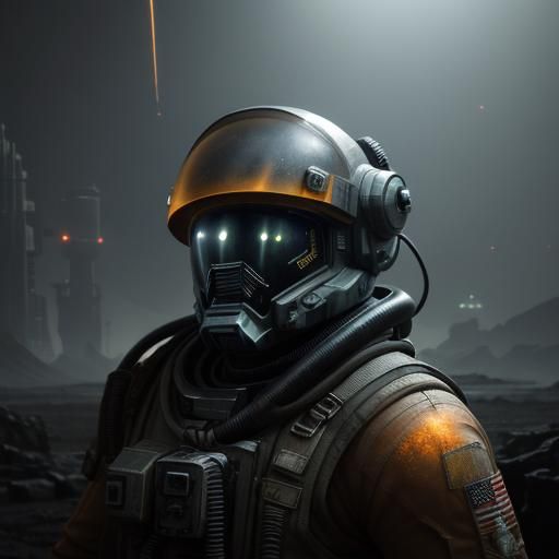 Rugged Space Miner Amidst Asteroid Mine