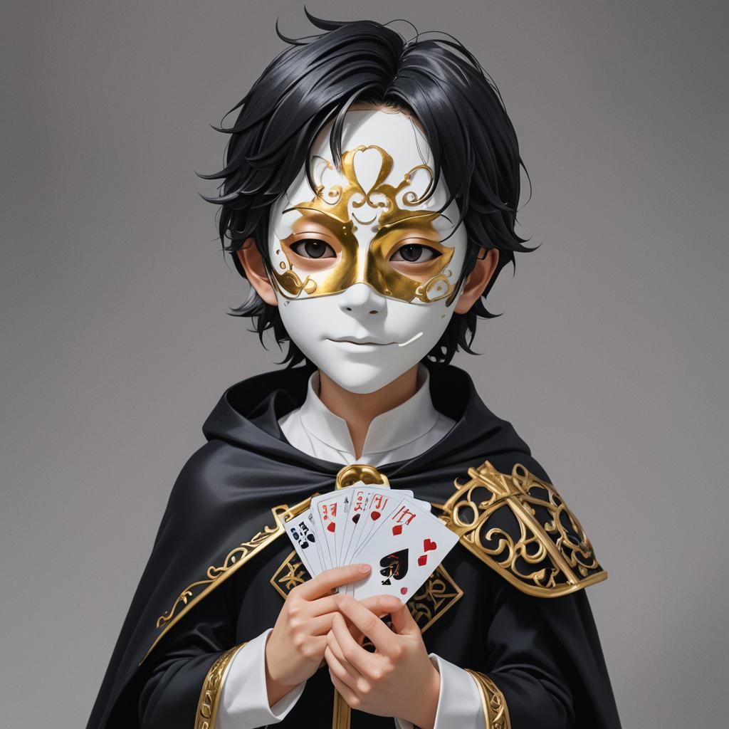Boy with Mask in 3D Anime Style