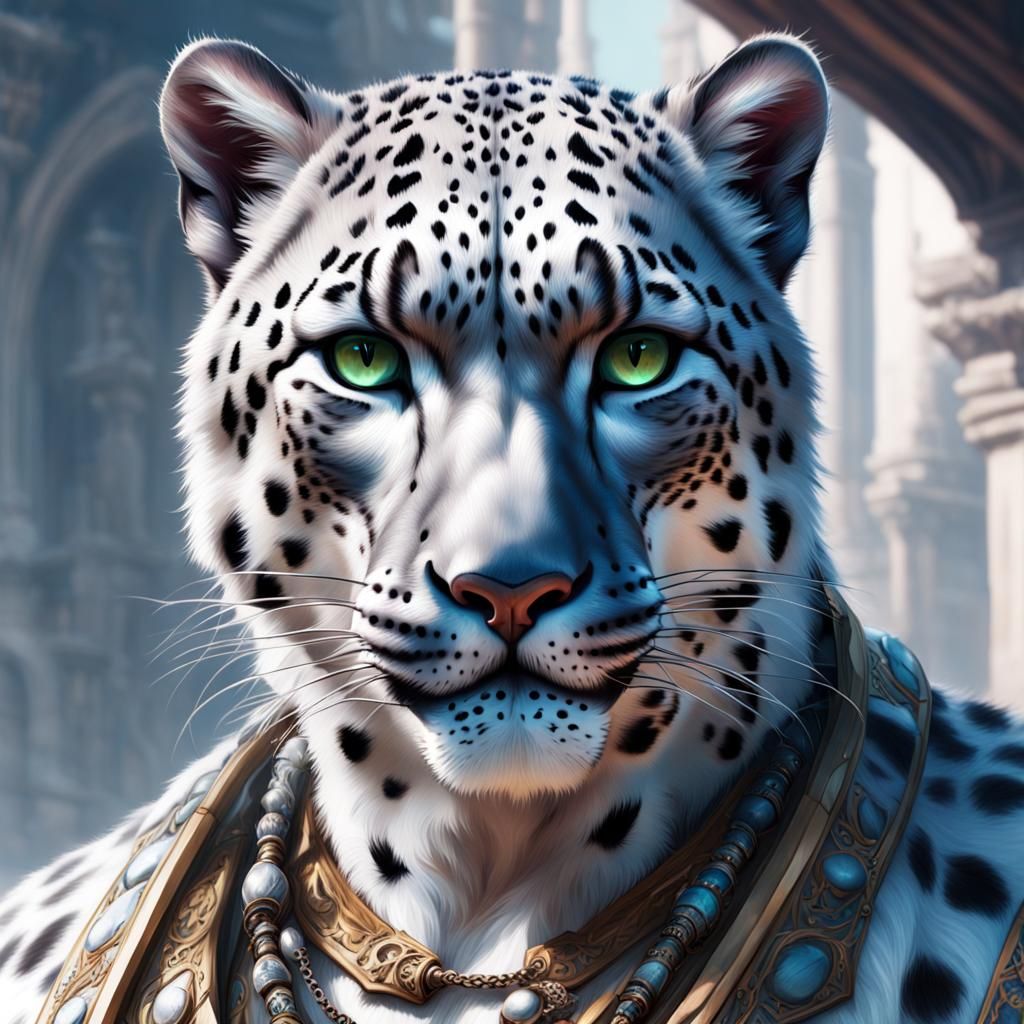 Snow Leopard Transformation: Hyperdetailed Portrait