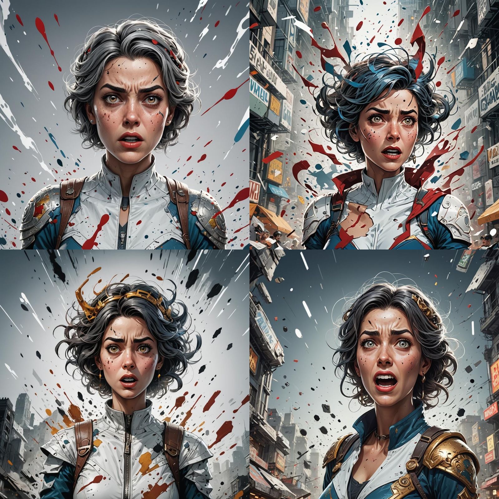 Surprised Woman in Detailed Comic Art Style