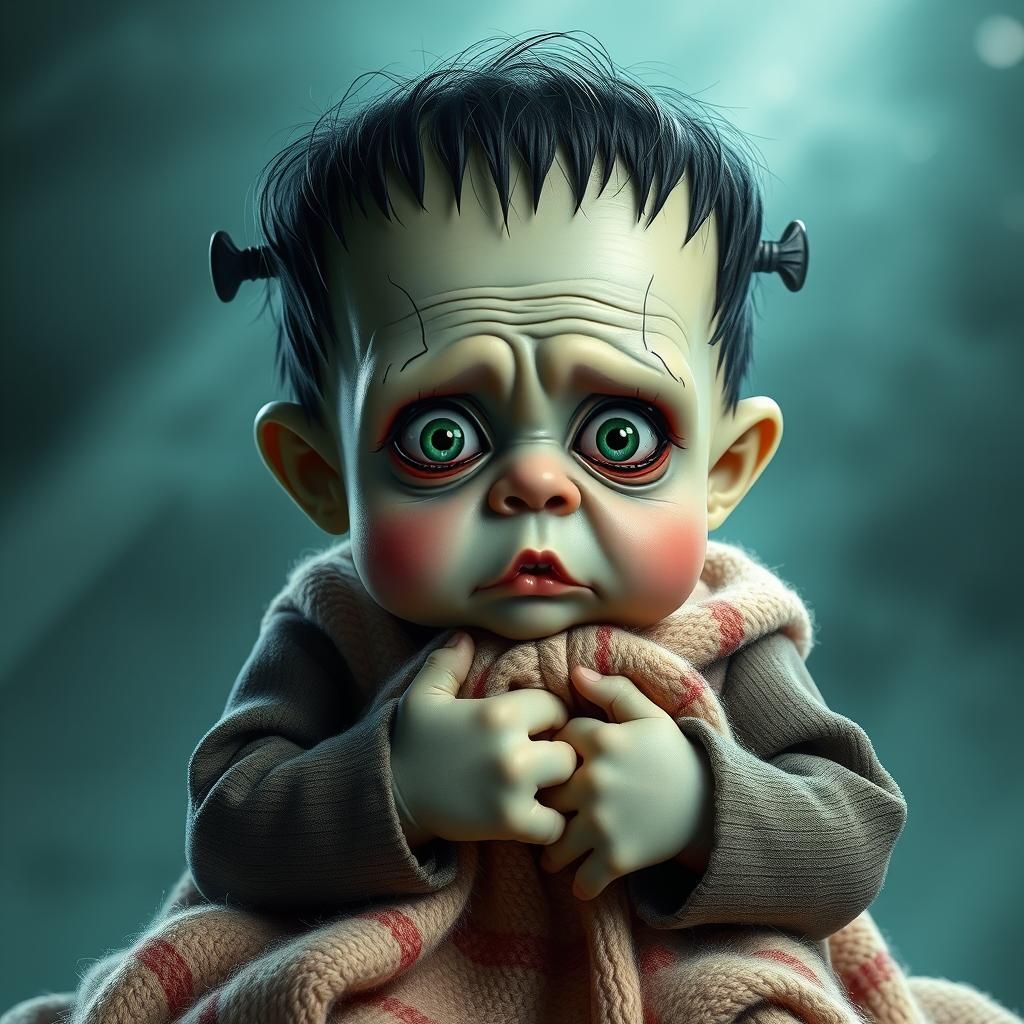 Cute Baby Frankenstein's Fright: A Photorealistic Horror Fan...