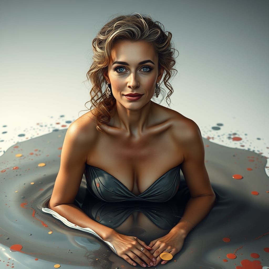 Elegant Woman in Paint Splash