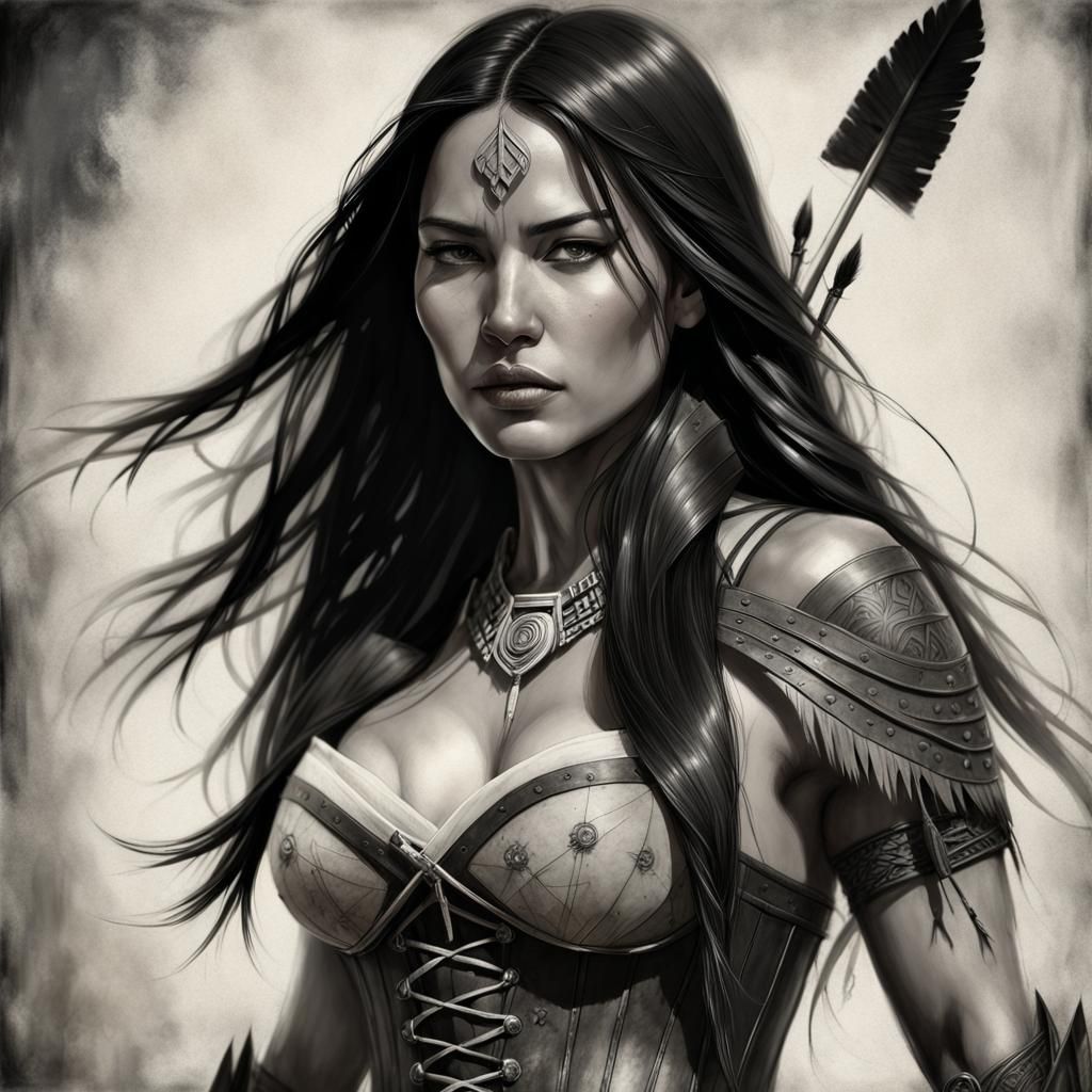 Powerful female Olivia Munn native American warrior Princess