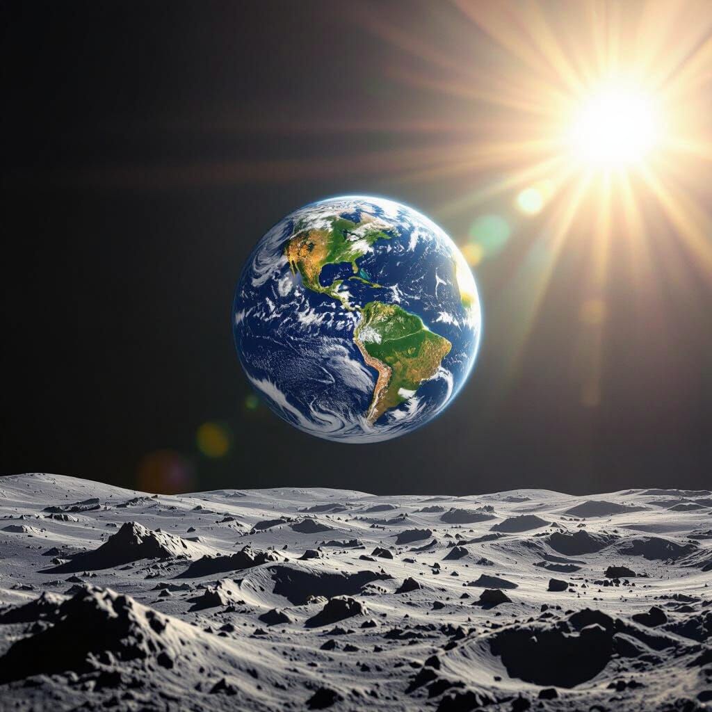 Photorealistic Earth Viewed From the Moon