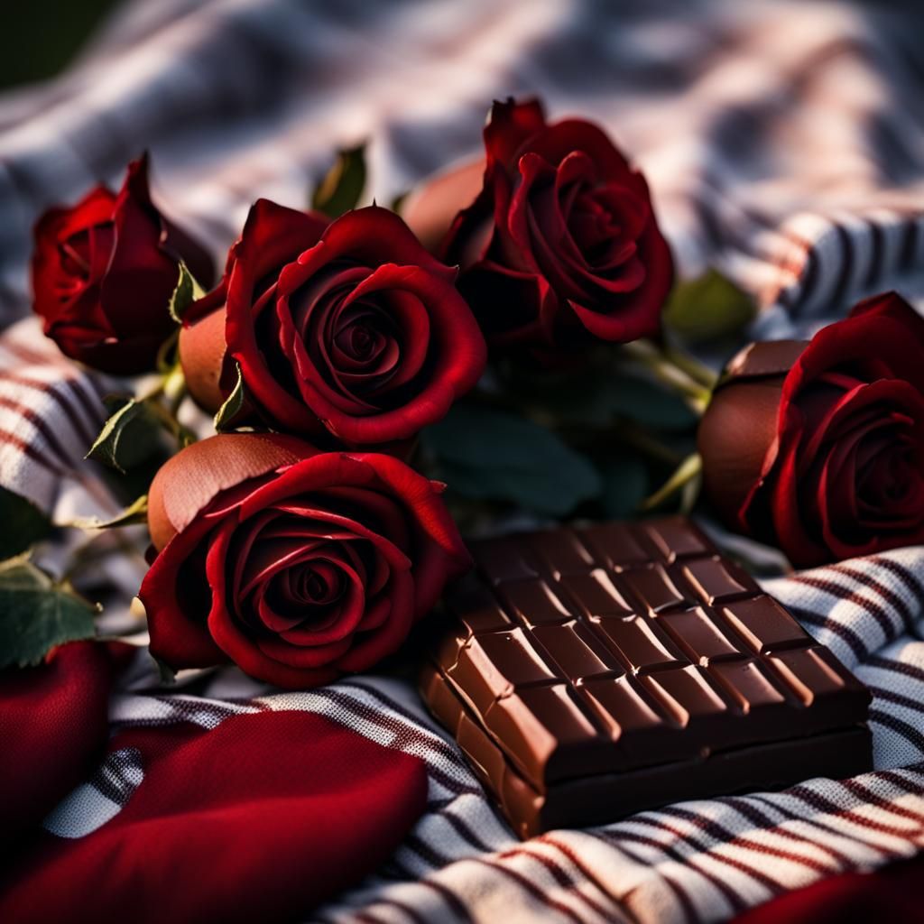 Chocolate and Roses Picnic at Sunset