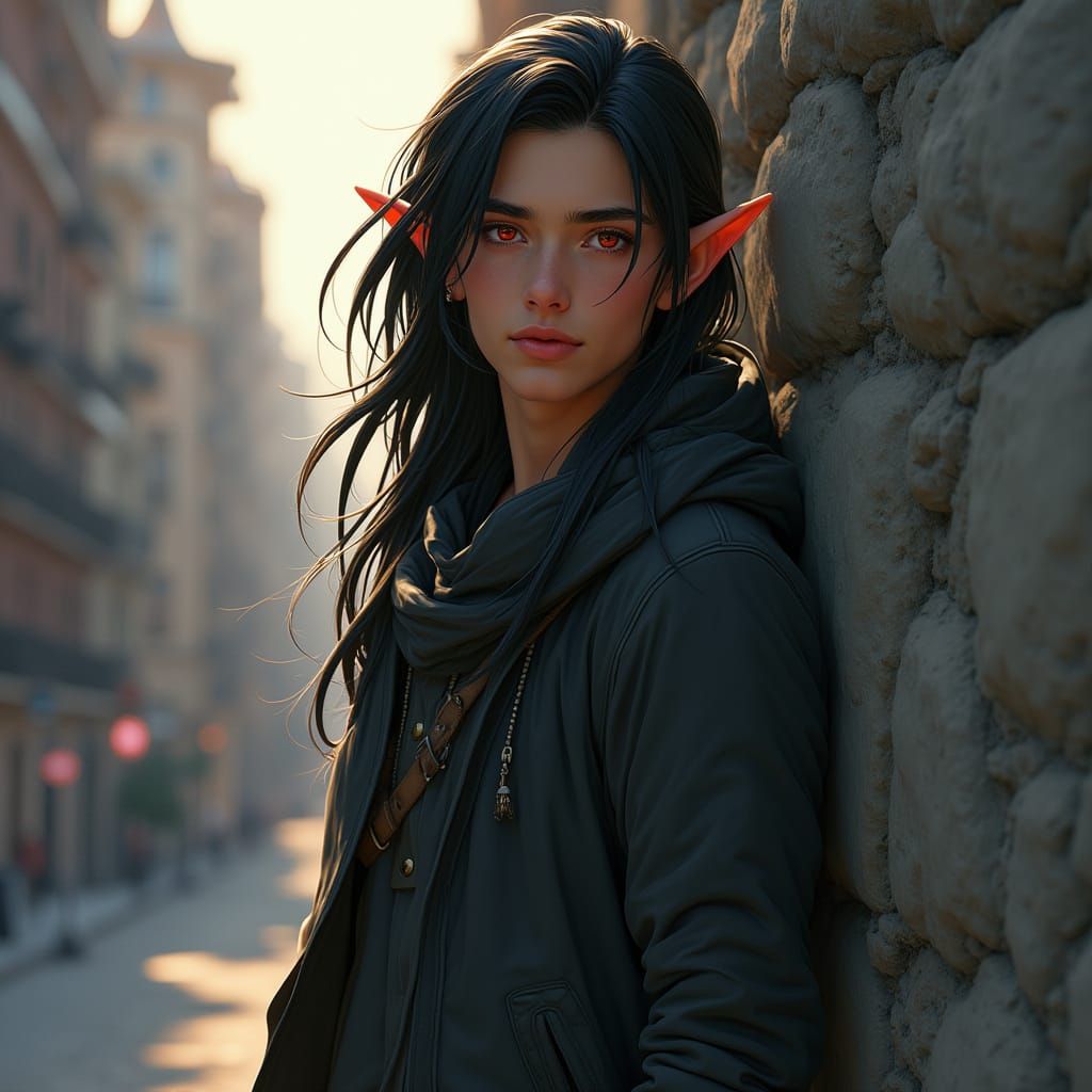 Handsome Elf Teenager in Atmospheric Lighting