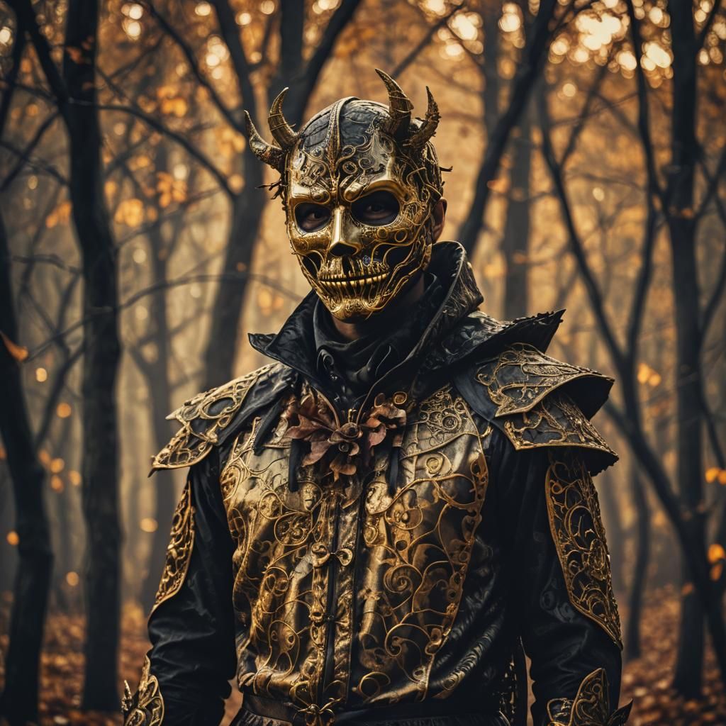Detailed Halloween Costume in Autumnal Light