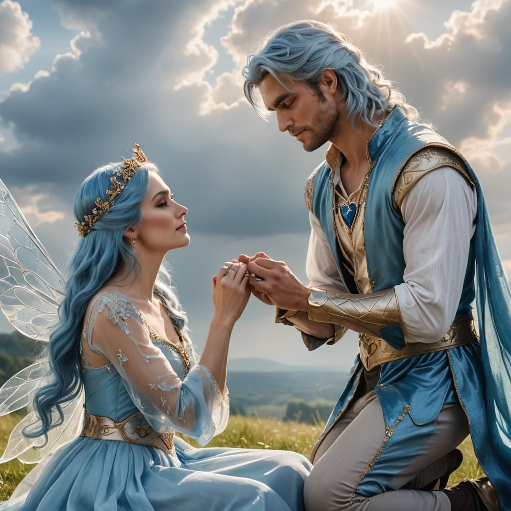 Fantasy Prince Proposes in Romantic Fairy Tale Portrait