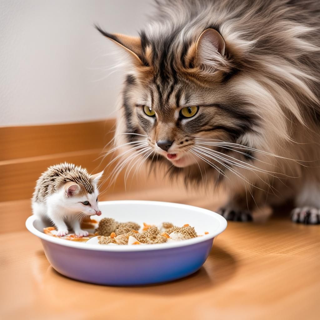 Furious Maine Coon Shocked by Hedgehog Dinner Thief