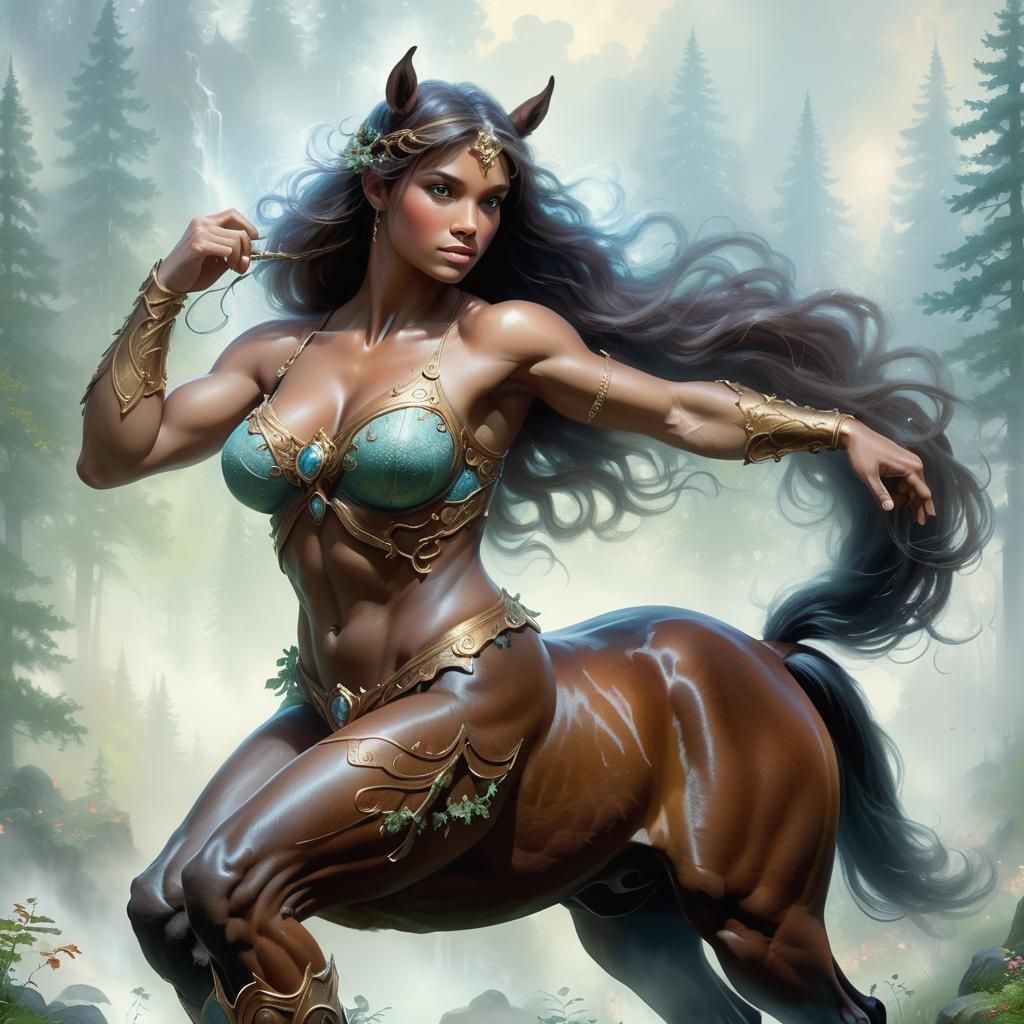 Beautiful Centaur Woman in Magical Forest