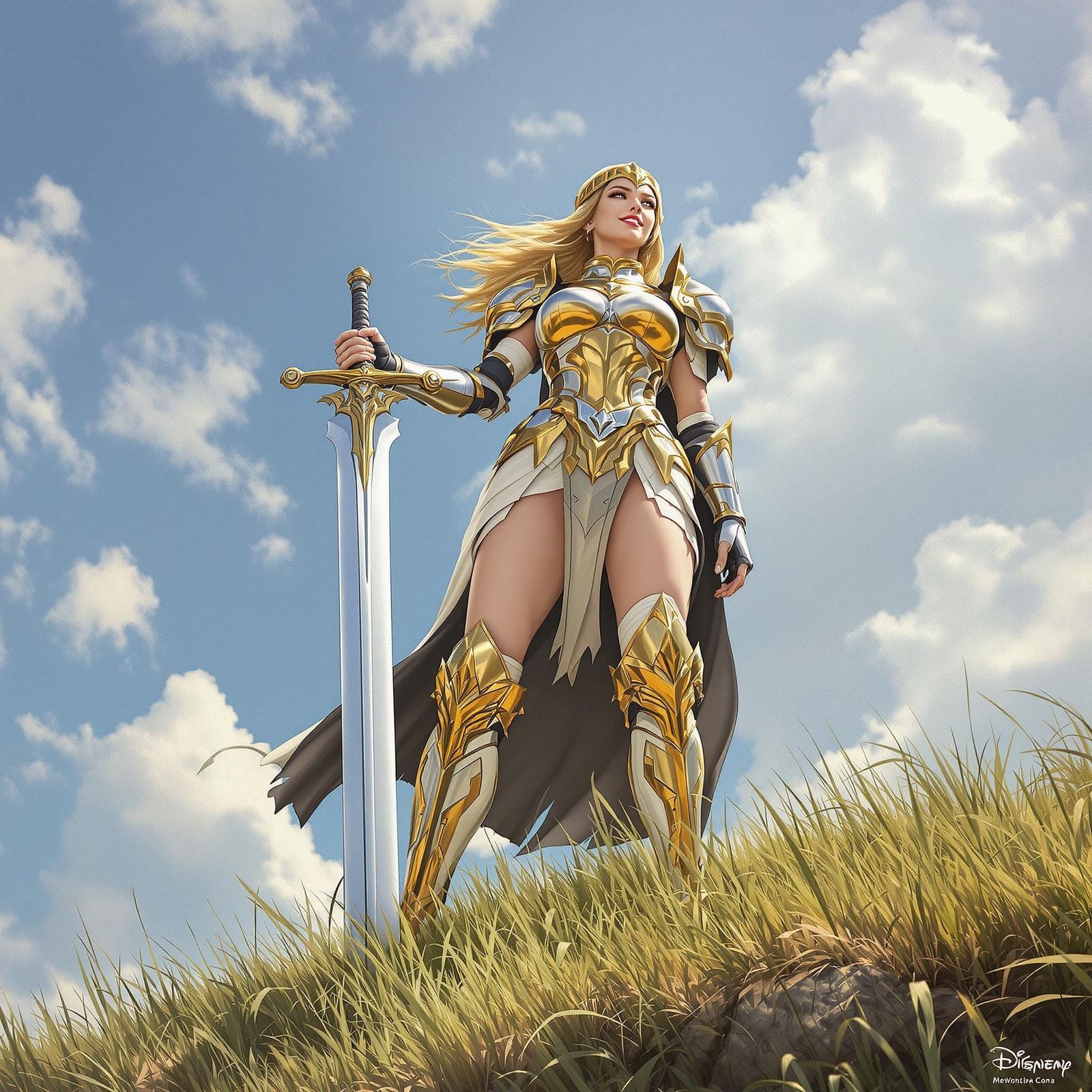 Heroic Paladin in Shining Armor, Pin-Up Style