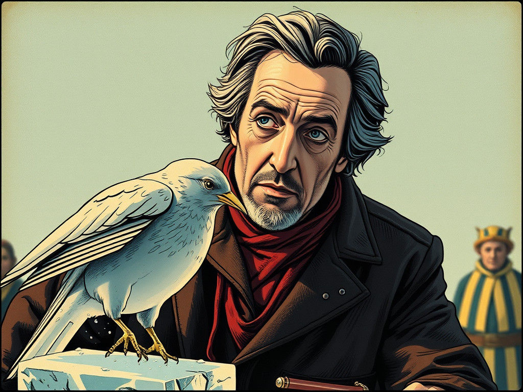 Alan Rickman as Ice Sculptor in Comic Book Style