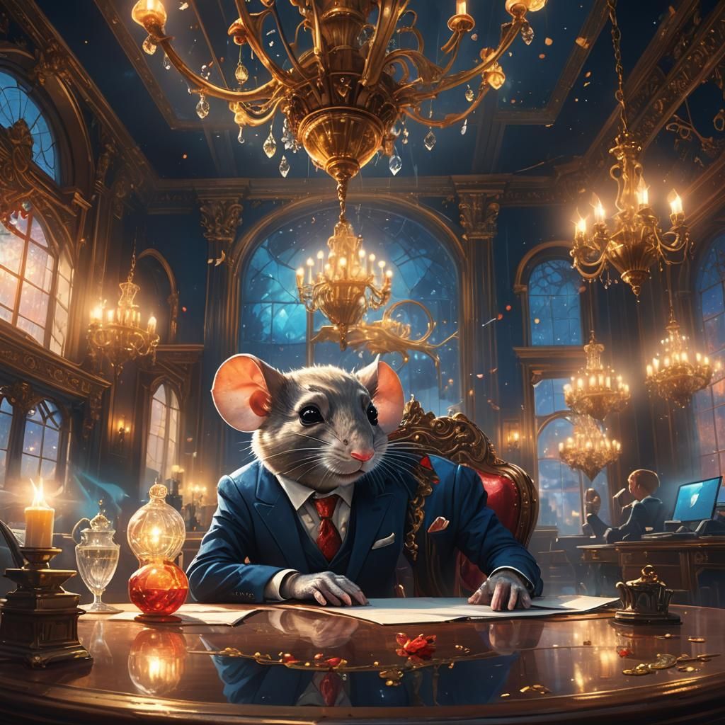 Business Mouse in Ornate Office: Fantasy Concept Art
