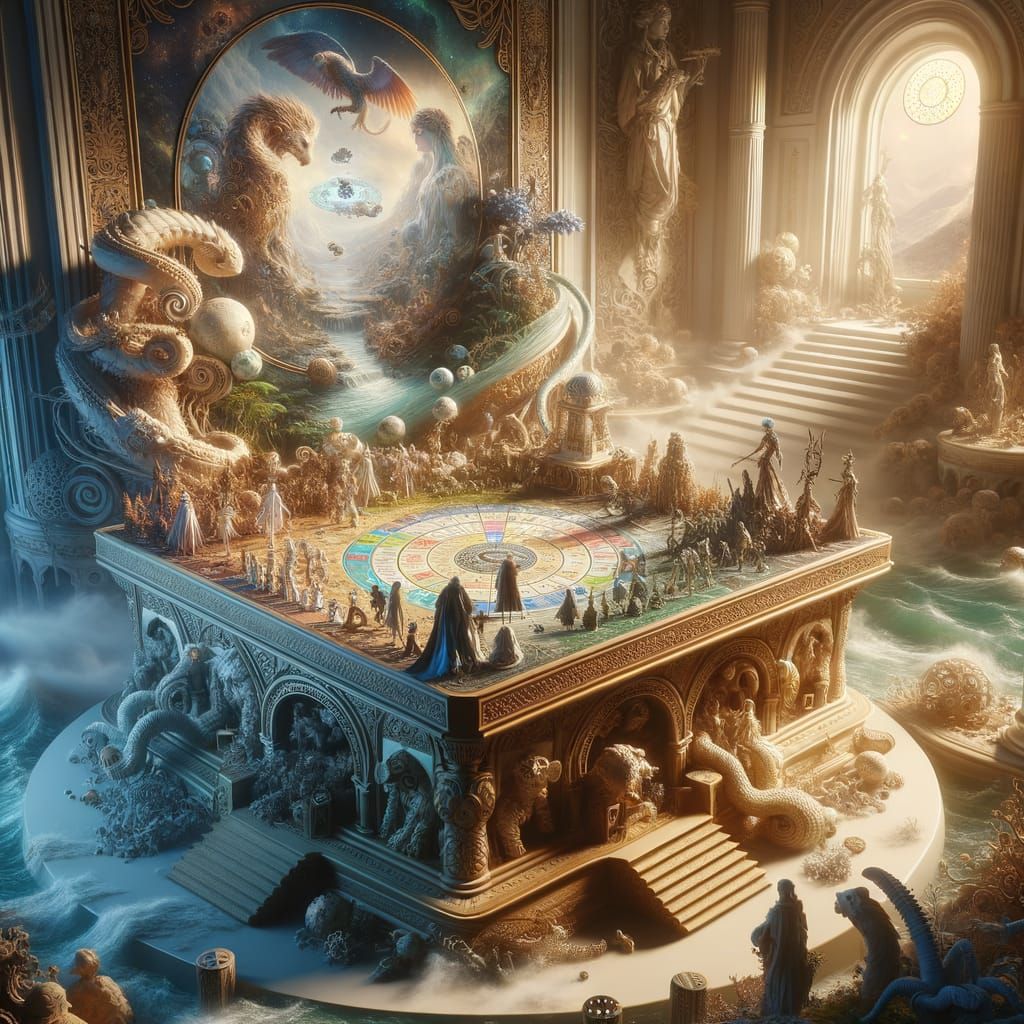 Fantasy RPG Board Game Scene in Whimsical, Magical Environme...